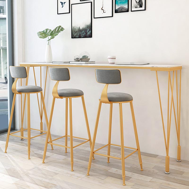 Contemporary Indoor Counter Height Dining Table Marble Rectangle White Bistro Table Clearhalo 'Bar Furniture' 'Bar Tables' 'bar_tables' 'furn' 'furn_bar_tables' 'Furniture' 'furniture_bar_tables' 'Kitchen & Dining Furniture' 5002562