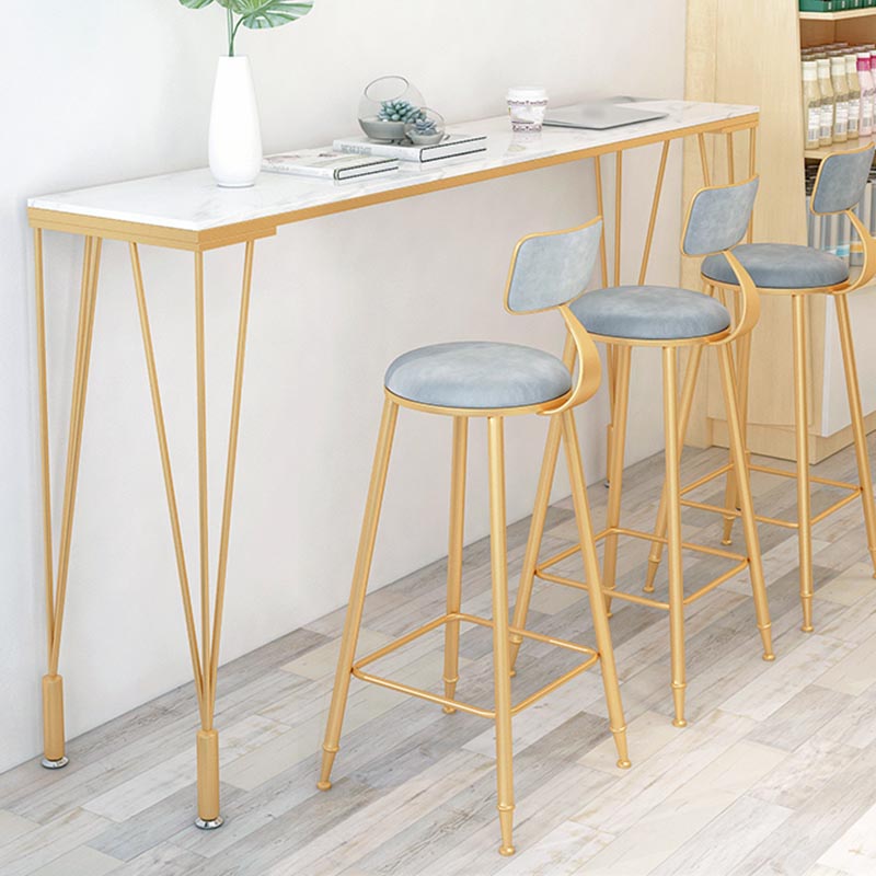 Contemporary Indoor Counter Height Dining Table Marble Rectangle White Bistro Table Clearhalo 'Bar Furniture' 'Bar Tables' 'bar_tables' 'furn' 'furn_bar_tables' 'Furniture' 'furniture_bar_tables' 'Kitchen & Dining Furniture' 5002564