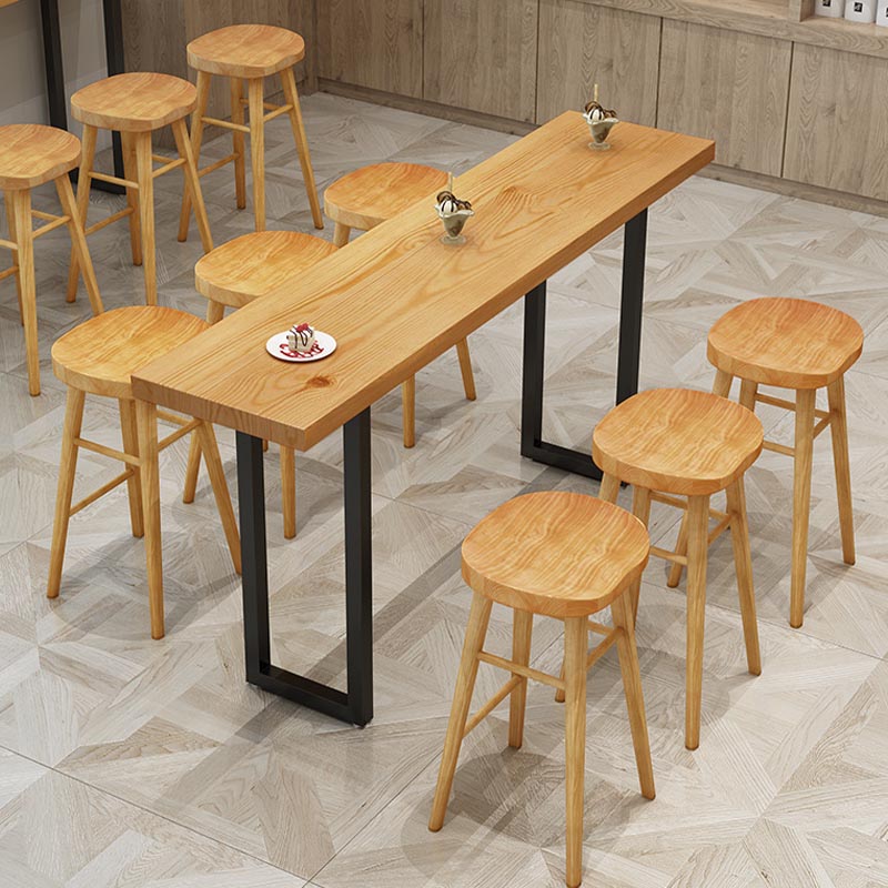 Solid Wood Bar Dining Table Rectangle Industrial Bar Table with Sled Base 70.9"L x 15.7"W x 41.3"H Without Chairs Clearhalo 'Bar Furniture' 'Bar Tables' 'bar_tables' 'furn' 'furn_bar_tables' 'Furniture' 'furniture_bar_tables' 'Kitchen & Dining Furniture' 5002576