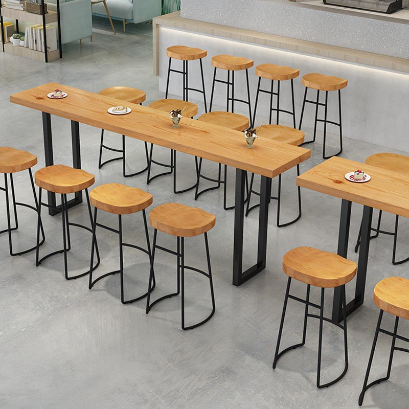 Solid Wood Bar Dining Table Rectangle Industrial Bar Table with Sled Base Clearhalo 'Bar Furniture' 'Bar Tables' 'bar_tables' 'furn' 'furn_bar_tables' 'Furniture' 'furniture_bar_tables' 'Kitchen & Dining Furniture' 5002579