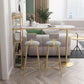 Glam Style Bar Table 42-inch Height Artificial Marble Top and Iron Pedestal Pub Table 78.7"L x 15.7"W x 41.3"H White-Gold Without Chairs Clearhalo 'Bar Furniture' 'Bar Tables' 'bar_tables' 'furn' 'furn_bar_tables' 'Furniture' 'furniture_bar_tables' 'Kitchen & Dining Furniture' 5002595
