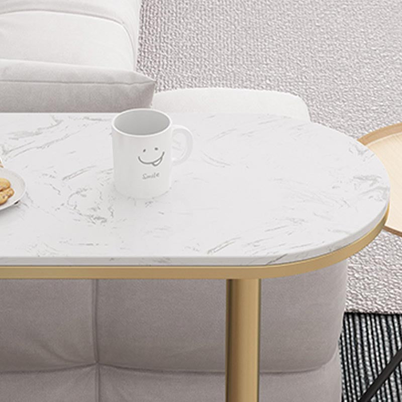 Glam Style Bar Table 42-inch Height Artificial Marble Top and Iron Pedestal Pub Table Clearhalo 'Bar Furniture' 'Bar Tables' 'bar_tables' 'furn' 'furn_bar_tables' 'Furniture' 'furniture_bar_tables' 'Kitchen & Dining Furniture' 5002600