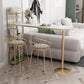 Glam Style Bar Table 42-inch Height Artificial Marble Top and Iron Pedestal Pub Table Clearhalo 'Bar Furniture' 'Bar Tables' 'bar_tables' 'furn' 'furn_bar_tables' 'Furniture' 'furniture_bar_tables' 'Kitchen & Dining Furniture' 5002605