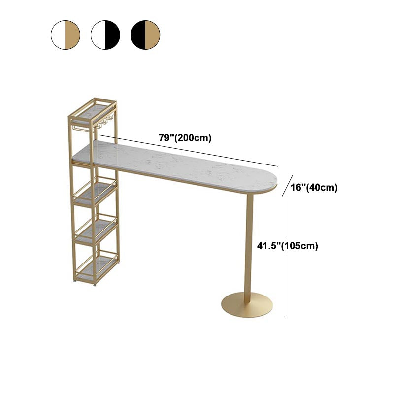 Glam Style Bar Table 42-inch Height Artificial Marble Top and Iron Pedestal Pub Table Clearhalo 'Bar Furniture' 'Bar Tables' 'bar_tables' 'furn' 'furn_bar_tables' 'Furniture' 'furniture_bar_tables' 'Kitchen & Dining Furniture' 5002607