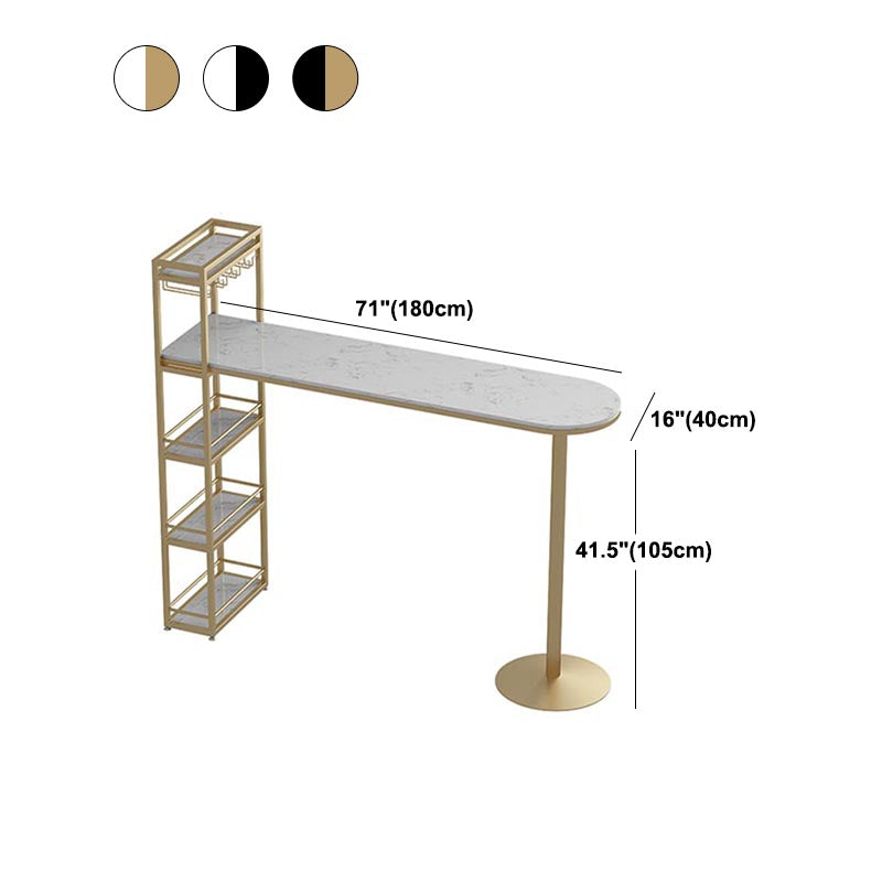 Glam Style Bar Table 42-inch Height Artificial Marble Top and Iron Pedestal Pub Table Clearhalo 'Bar Furniture' 'Bar Tables' 'bar_tables' 'furn' 'furn_bar_tables' 'Furniture' 'furniture_bar_tables' 'Kitchen & Dining Furniture' 5002608