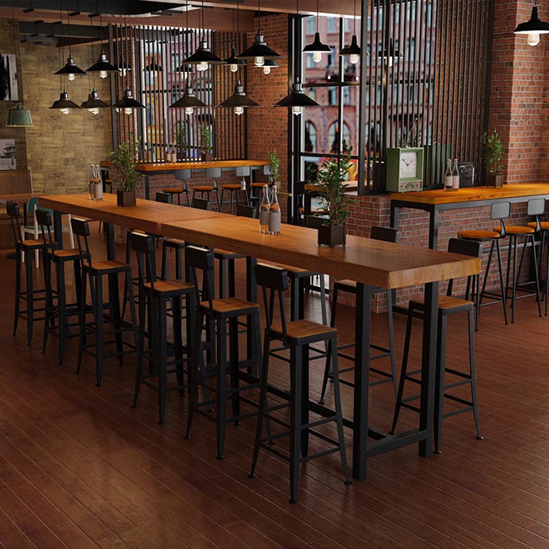 Wood Bar Table Traditional Luxury Rectangle Bar Table with Trestle Base Clearhalo 'Bar Furniture' 'Bar Tables' 'bar_tables' 'furn' 'furn_bar_tables' 'Furniture' 'furniture_bar_tables' 'Kitchen & Dining Furniture' 5002619