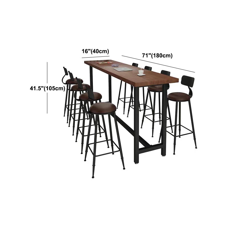 Wood Bar Table Traditional Luxury Rectangle Bar Table with Trestle Base Clearhalo 'Bar Furniture' 'Bar Tables' 'bar_tables' 'furn' 'furn_bar_tables' 'Furniture' 'furniture_bar_tables' 'Kitchen & Dining Furniture' 5002625