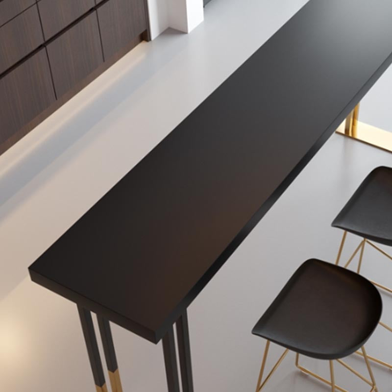 Black Metal Trestle Bistro Bar Desk Rectangle Indoor Contemporary Bar Stool Table Clearhalo 'Bar Furniture' 'Bar Tables' 'bar_tables' 'furn' 'furn_bar_tables' 'Furniture' 'furniture_bar_tables' 'Kitchen & Dining Furniture' 5002644