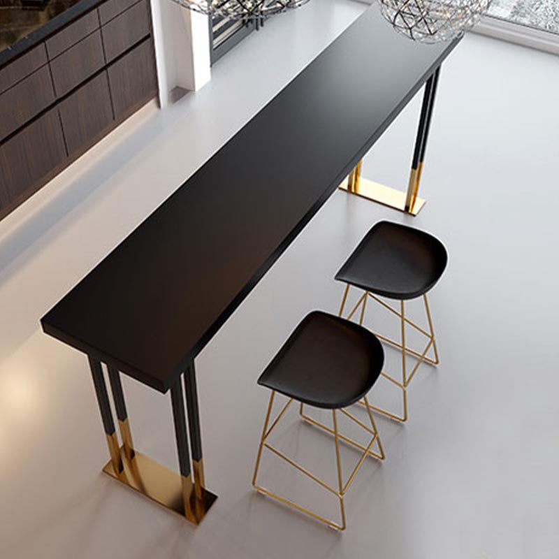 Black Metal Trestle Bistro Bar Desk Rectangle Indoor Contemporary Bar Stool Table Clearhalo 'Bar Furniture' 'Bar Tables' 'bar_tables' 'furn' 'furn_bar_tables' 'Furniture' 'furniture_bar_tables' 'Kitchen & Dining Furniture' 5002645