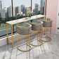 Artificial Marble Bar Table 42-inch Height Metal Base Bistro Table for Living Room 78.7"L x 15.7"W x 41.3"H Without Chairs Clearhalo 'Bar Furniture' 'Bar Tables' 'bar_tables' 'furn' 'furn_bar_tables' 'Furniture' 'furniture_bar_tables' 'Kitchen & Dining Furniture' 5002670