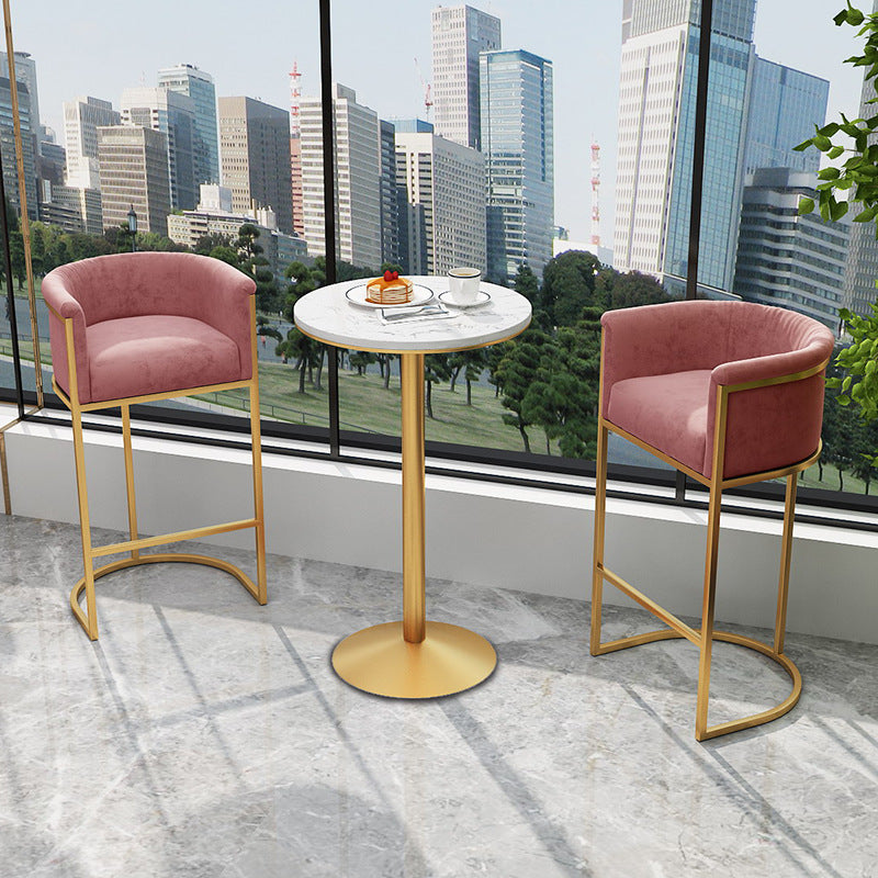 Artificial Marble Bar Table 42-inch Height Metal Base Bistro Table for Living Room 23.6"L x 23.6"W x 41.3"H Without Chairs Clearhalo 'Bar Furniture' 'Bar Tables' 'bar_tables' 'furn' 'furn_bar_tables' 'Furniture' 'furniture_bar_tables' 'Kitchen & Dining Furniture' 5002672