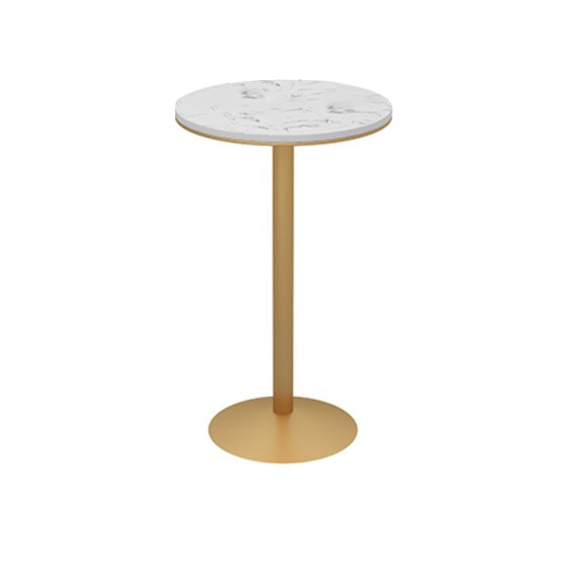 Artificial Marble Bar Table 42-inch Height Metal Base Bistro Table for Living Room 23.6"L x 23.6"W x 37.4"H Without Chairs Clearhalo 'Bar Furniture' 'Bar Tables' 'bar_tables' 'furn' 'furn_bar_tables' 'Furniture' 'furniture_bar_tables' 'Kitchen & Dining Furniture' 5002674