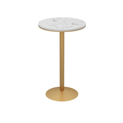 Artificial Marble Bar Table 42-inch Height Metal Base Bistro Table for Living Room 23.6"L x 23.6"W x 37.4"H Without Chairs Clearhalo 'Bar Furniture' 'Bar Tables' 'bar_tables' 'furn' 'furn_bar_tables' 'Furniture' 'furniture_bar_tables' 'Kitchen & Dining Furniture' 5002674