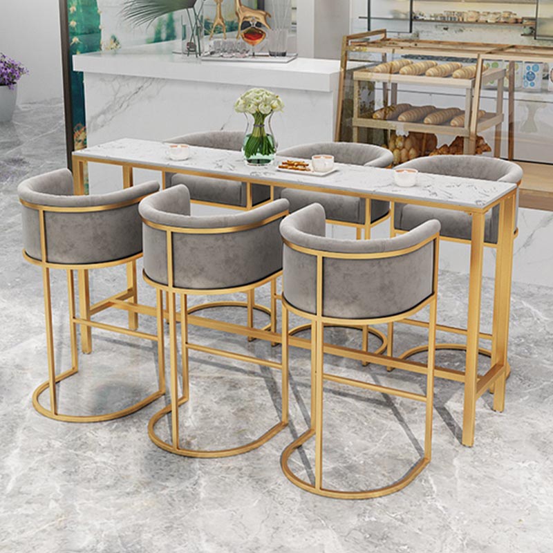 Artificial Marble Bar Table 42-inch Height Metal Base Bistro Table for Living Room Clearhalo 'Bar Furniture' 'Bar Tables' 'bar_tables' 'furn' 'furn_bar_tables' 'Furniture' 'furniture_bar_tables' 'Kitchen & Dining Furniture' 5002683