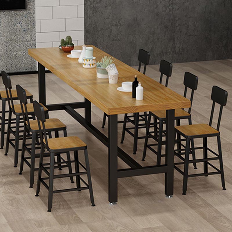 Wood Bar Table Traditional Luxury Rectangle Bar Dining Table with Trestle Base 78.7"L x 15.7"W x 41.3"H Without Chairs Clearhalo 'Bar Furniture' 'Bar Tables' 'bar_tables' 'furn' 'furn_bar_tables' 'Furniture' 'furniture_bar_tables' 'Kitchen & Dining Furniture' 5002696