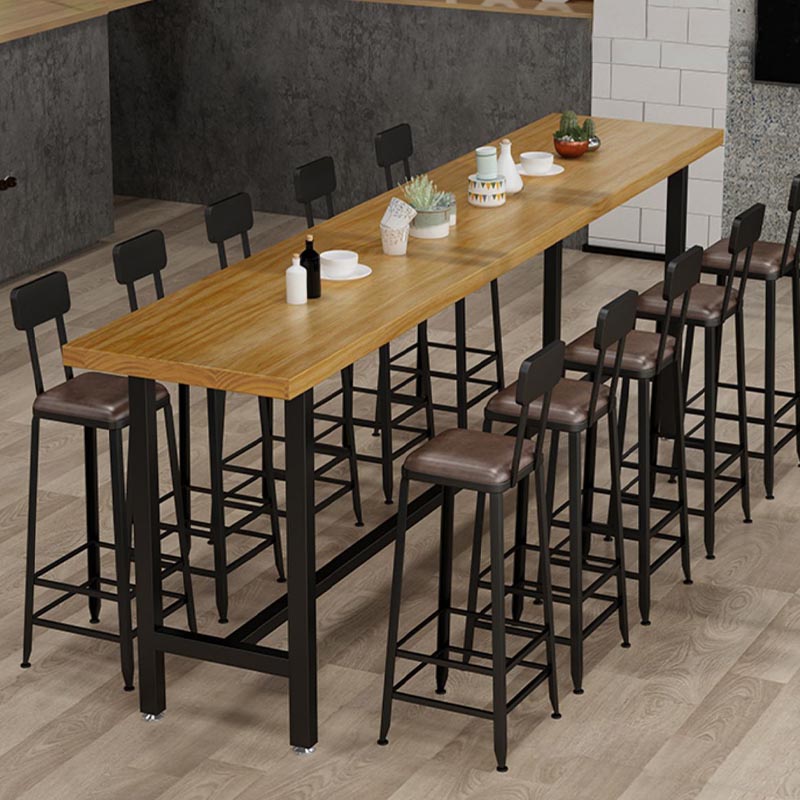 Wood Bar Table Traditional Luxury Rectangle Bar Dining Table with Trestle Base Clearhalo 'Bar Furniture' 'Bar Tables' 'bar_tables' 'furn' 'furn_bar_tables' 'Furniture' 'furniture_bar_tables' 'Kitchen & Dining Furniture' 5002700