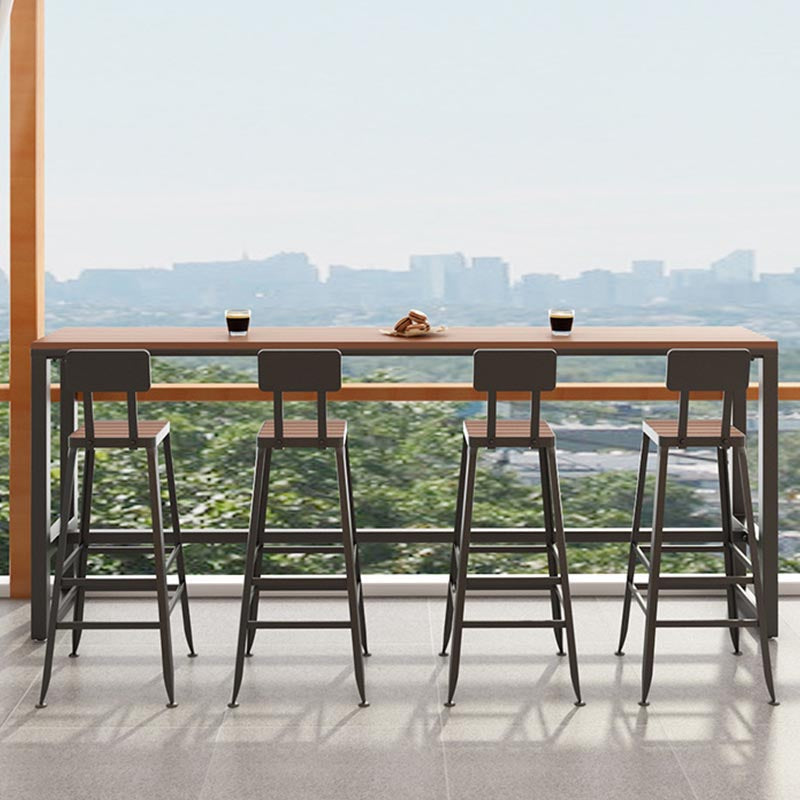 Wood Bar Dining Table Traditional Luxury Rectangle Bar Table with Trestle Base Clearhalo 'Bar Furniture' 'Bar Tables' 'bar_tables' 'furn' 'furn_bar_tables' 'Furniture' 'furniture_bar_tables' 'Kitchen & Dining Furniture' 5002728