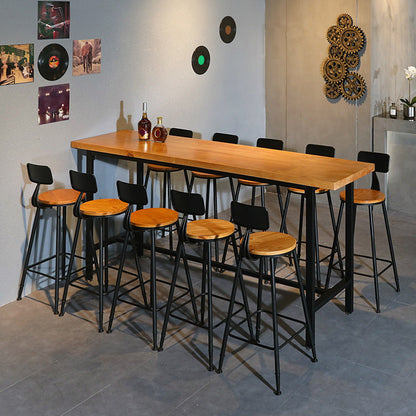 Pine Wood Bar Dining Table Brown Industrial Bar Dining Table with Trestle Base 47.2"L x 15.7"W x 41.3"H Without Chairs Clearhalo 'Bar Furniture' 'Bar Tables' 'bar_tables' 'furn' 'furn_bar_tables' 'Furniture' 'furniture_bar_tables' 'Kitchen & Dining Furniture' 5002739