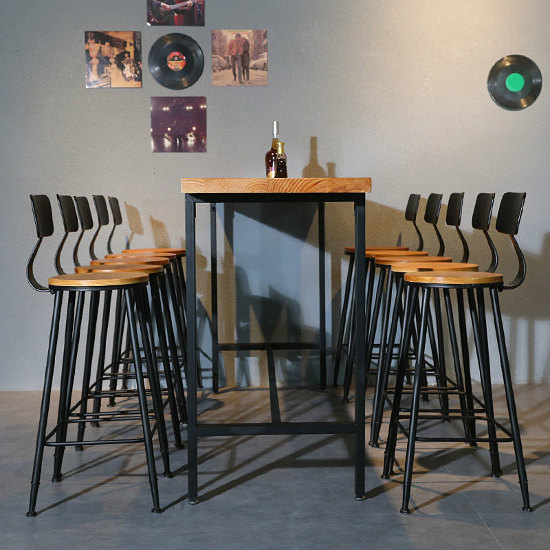 Pine Wood Bar Dining Table Brown Industrial Bar Dining Table with Trestle Base 63"L x 15.7"W x 41.3"H Without Chairs Clearhalo 'Bar Furniture' 'Bar Tables' 'bar_tables' 'furn' 'furn_bar_tables' 'Furniture' 'furniture_bar_tables' 'Kitchen & Dining Furniture' 5002741