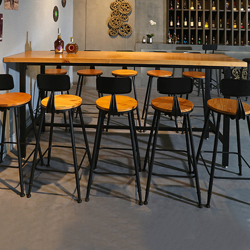 Pine Wood Bar Dining Table Brown Industrial Bar Dining Table with Trestle Base 70.9"L x 15.7"W x 41.3"H Without Chairs Clearhalo 'Bar Furniture' 'Bar Tables' 'bar_tables' 'furn' 'furn_bar_tables' 'Furniture' 'furniture_bar_tables' 'Kitchen & Dining Furniture' 5002742