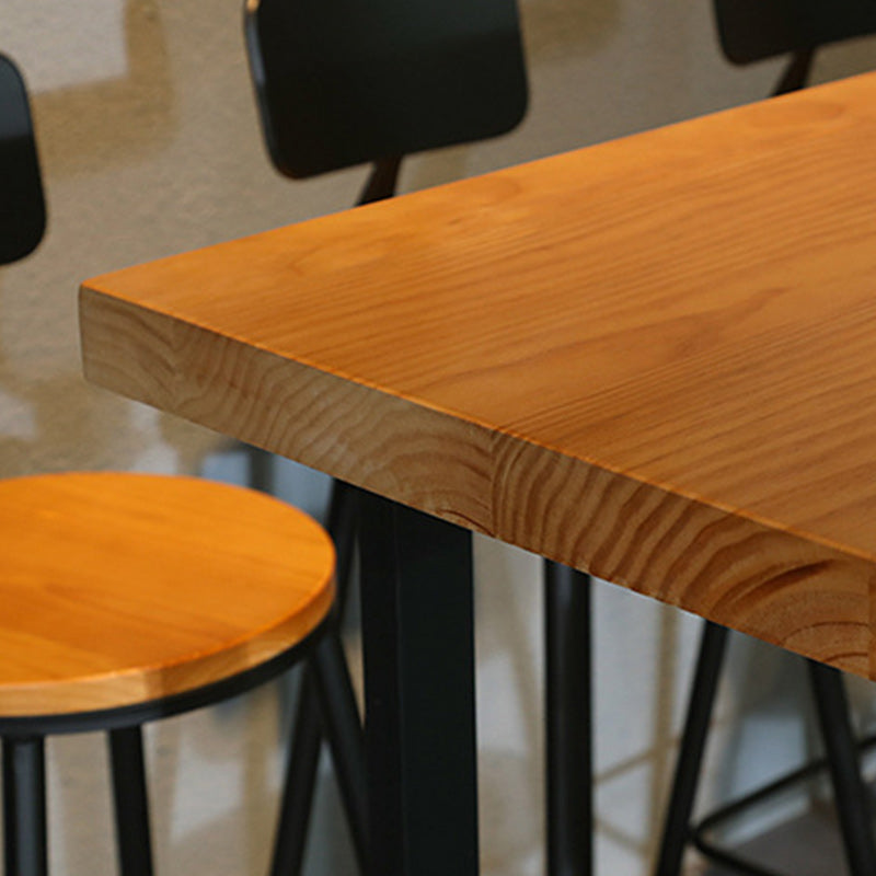 Pine Wood Bar Dining Table Brown Industrial Bar Dining Table with Trestle Base Clearhalo 'Bar Furniture' 'Bar Tables' 'bar_tables' 'furn' 'furn_bar_tables' 'Furniture' 'furniture_bar_tables' 'Kitchen & Dining Furniture' 5002744