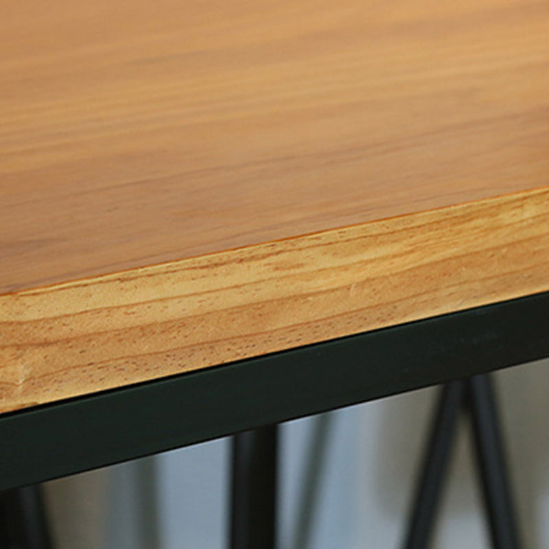 Pine Wood Bar Dining Table Brown Industrial Bar Dining Table with Trestle Base Clearhalo 'Bar Furniture' 'Bar Tables' 'bar_tables' 'furn' 'furn_bar_tables' 'Furniture' 'furniture_bar_tables' 'Kitchen & Dining Furniture' 5002745