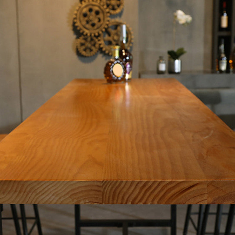 Pine Wood Bar Dining Table Brown Industrial Bar Dining Table with Trestle Base Clearhalo 'Bar Furniture' 'Bar Tables' 'bar_tables' 'furn' 'furn_bar_tables' 'Furniture' 'furniture_bar_tables' 'Kitchen & Dining Furniture' 5002747