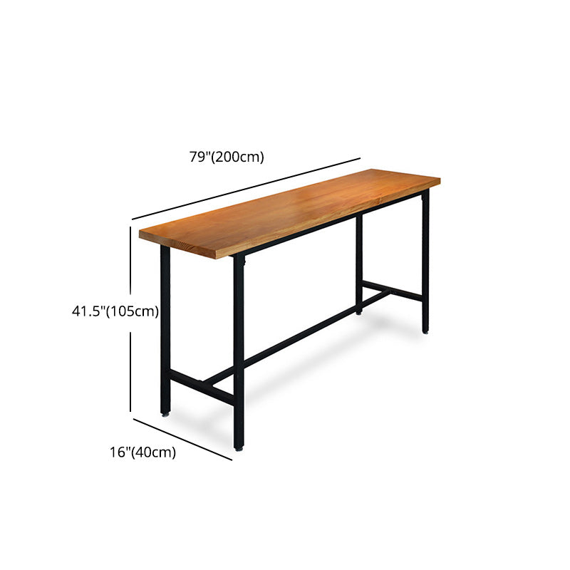 Pine Wood Bar Dining Table Brown Industrial Bar Dining Table with Trestle Base Clearhalo 'Bar Furniture' 'Bar Tables' 'bar_tables' 'furn' 'furn_bar_tables' 'Furniture' 'furniture_bar_tables' 'Kitchen & Dining Furniture' 5002752