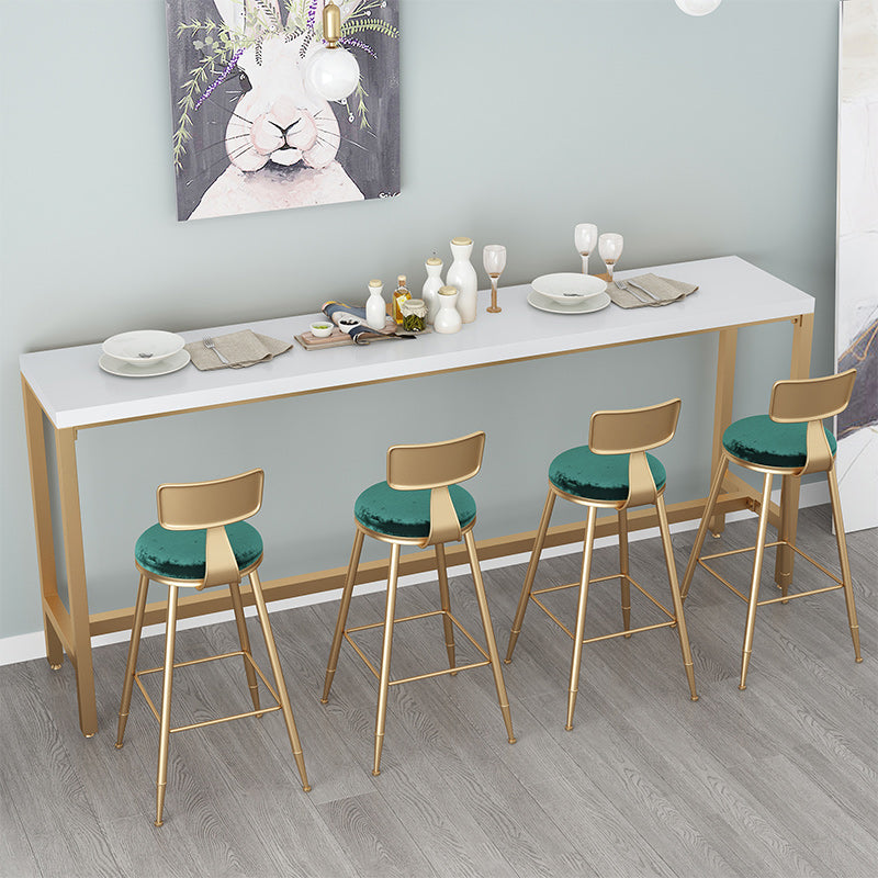 Contemporary Indoor Patio Bar Table Trestle Footrest Counter-height Pub Table Faux Marble Without Chairs Clearhalo 'Bar Furniture' 'Bar Tables' 'bar_tables' 'furn' 'furn_bar_tables' 'Furniture' 'furniture_bar_tables' 'Kitchen & Dining Furniture' 5002753