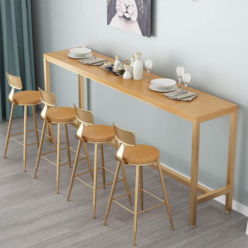 Contemporary Indoor Patio Bar Table Trestle Footrest Counter-height Pub Table Wood Without Chairs Clearhalo 'Bar Furniture' 'Bar Tables' 'bar_tables' 'furn' 'furn_bar_tables' 'Furniture' 'furniture_bar_tables' 'Kitchen & Dining Furniture' 5002755
