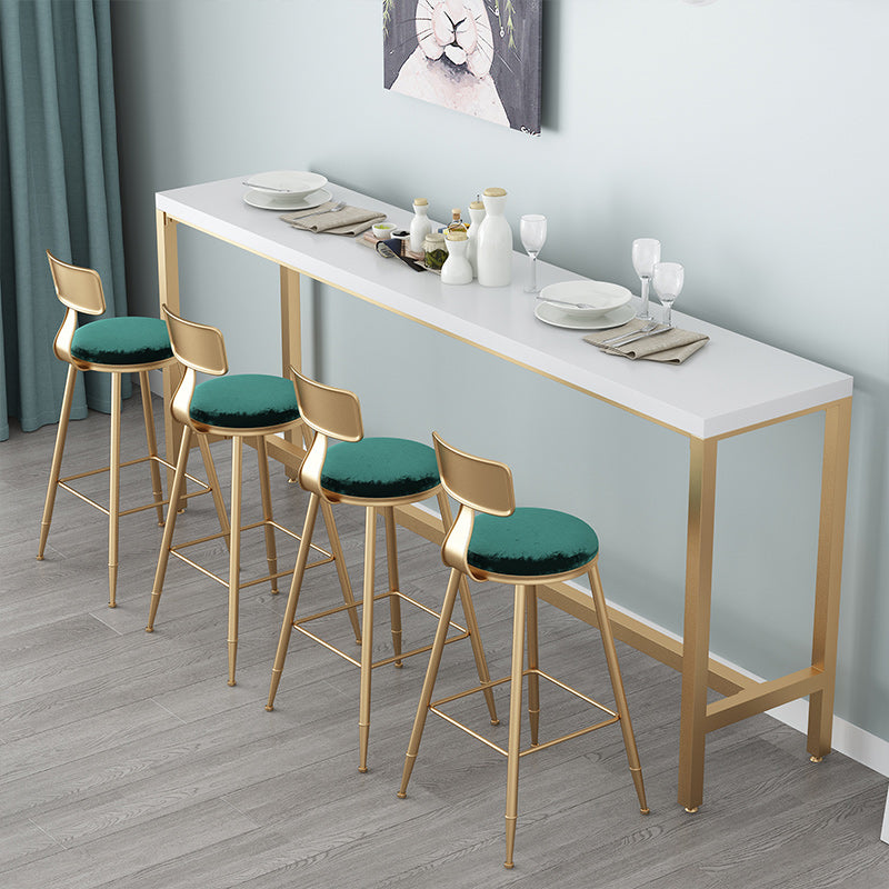Contemporary Indoor Patio Bar Table Trestle Footrest Counter-height Pub Table Faux Marble Without Chairs Clearhalo 'Bar Furniture' 'Bar Tables' 'bar_tables' 'furn' 'furn_bar_tables' 'Furniture' 'furniture_bar_tables' 'Kitchen & Dining Furniture' 5002756