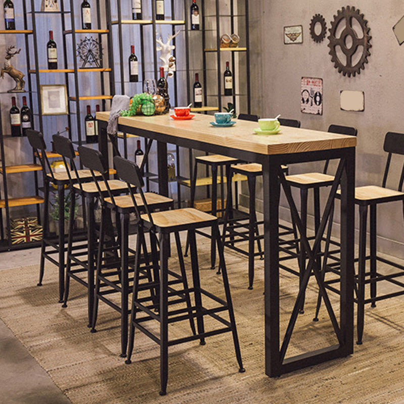 Pine Wood Bar Table Industrial Bar Dining Table with Sled Base in Black Without Chairs Clearhalo 'Bar Furniture' 'Bar Tables' 'bar_tables' 'furn' 'furn_bar_tables' 'Furniture' 'furniture_bar_tables' 'Kitchen & Dining Furniture' 5002782