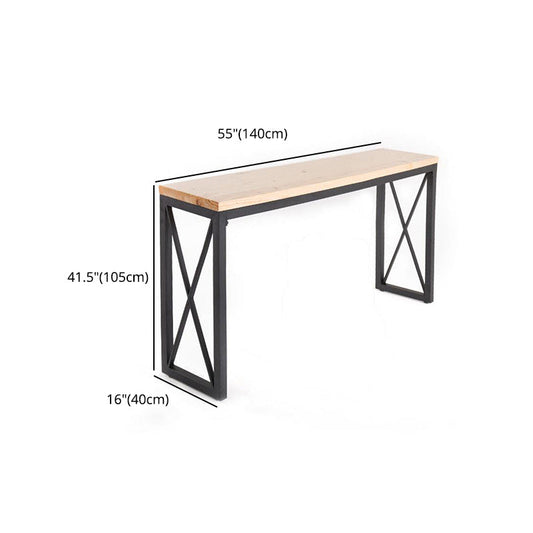 Pine Wood Bar Table Industrial Bar Dining Table with Sled Base in Black Clearhalo 'Bar Furniture' 'Bar Tables' 'bar_tables' 'furn' 'furn_bar_tables' 'Furniture' 'furniture_bar_tables' 'Kitchen & Dining Furniture' 5002790