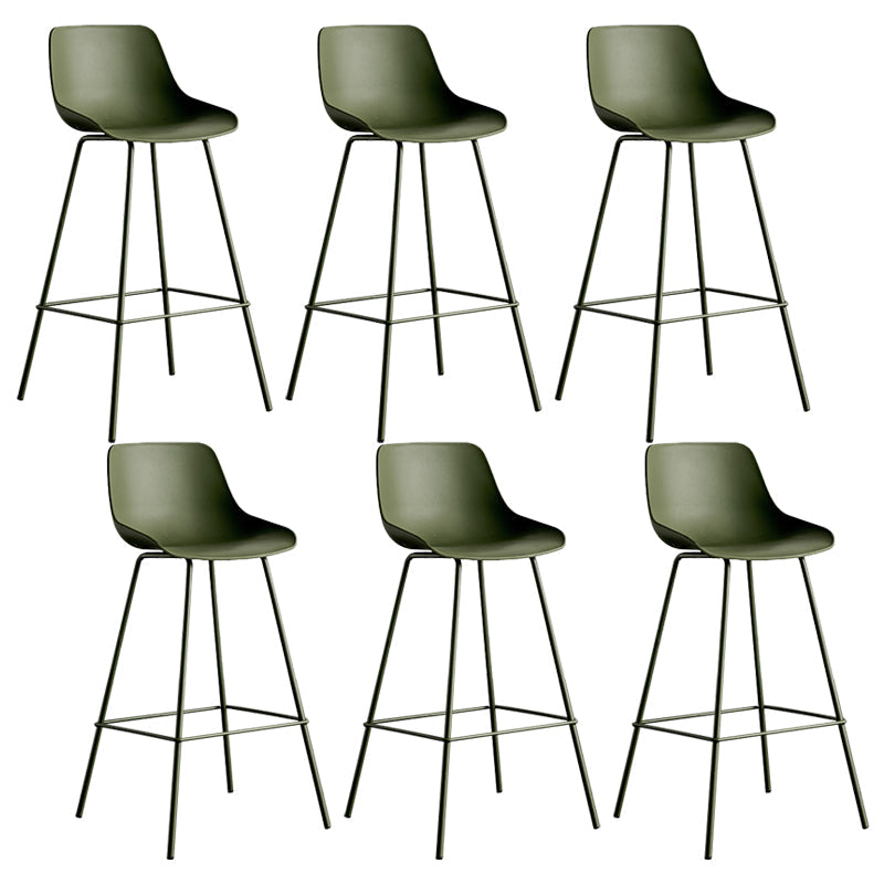 Modern Style Bar-stool Plastic Counter Bar Stool with Metal Legs Blackish Green 6 Piece Set Clearhalo 'Bar Furniture' 'Bar Stools' 'bar_stools' 'furn' 'furn_bar_stools' 'Furniture' 'furniture_bar_stools' 'Kitchen & Dining Furniture' 5002832