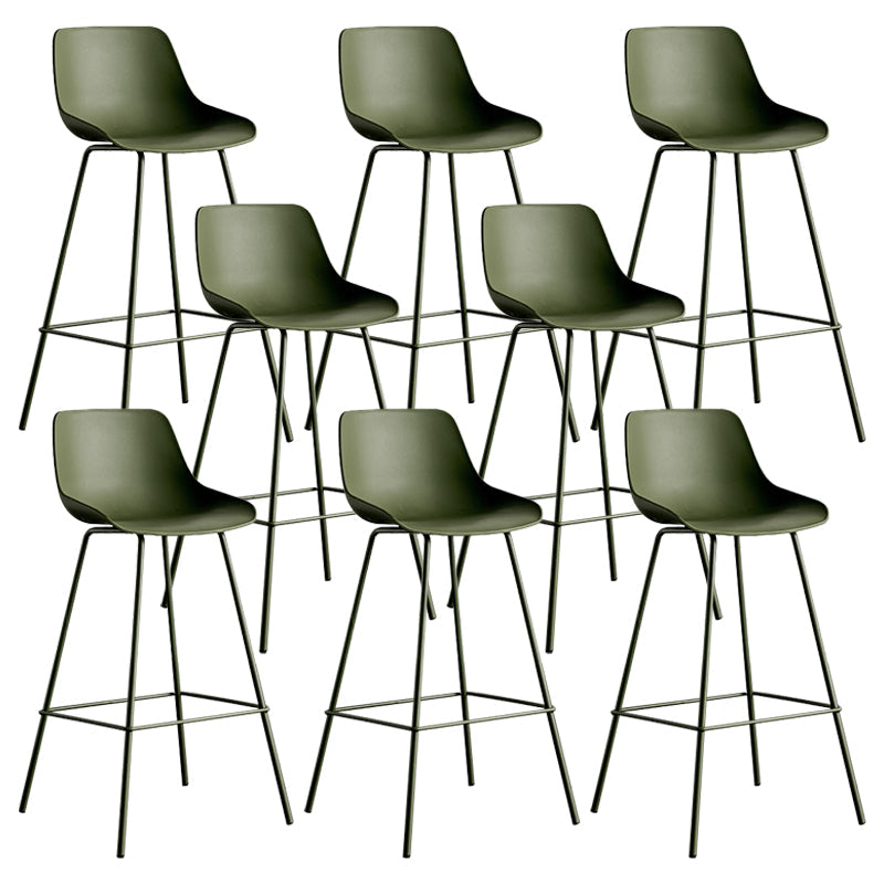 Modern Style Bar-stool Plastic Counter Bar Stool with Metal Legs Blackish Green 8 Piece Set Clearhalo 'Bar Furniture' 'Bar Stools' 'bar_stools' 'furn' 'furn_bar_stools' 'Furniture' 'furniture_bar_stools' 'Kitchen & Dining Furniture' 5002834