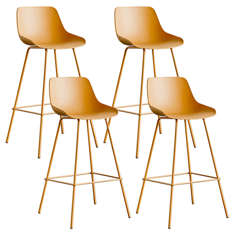 Modern Style Bar-stool Plastic Counter Bar Stool with Metal Legs Yellow 4 Piece Set Clearhalo 'Bar Furniture' 'Bar Stools' 'bar_stools' 'furn' 'furn_bar_stools' 'Furniture' 'furniture_bar_stools' 'Kitchen & Dining Furniture' 5002839