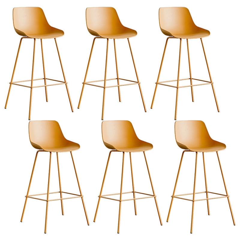 Modern Style Bar-stool Plastic Counter Bar Stool with Metal Legs Yellow 6 Piece Set Clearhalo 'Bar Furniture' 'Bar Stools' 'bar_stools' 'furn' 'furn_bar_stools' 'Furniture' 'furniture_bar_stools' 'Kitchen & Dining Furniture' 5002840