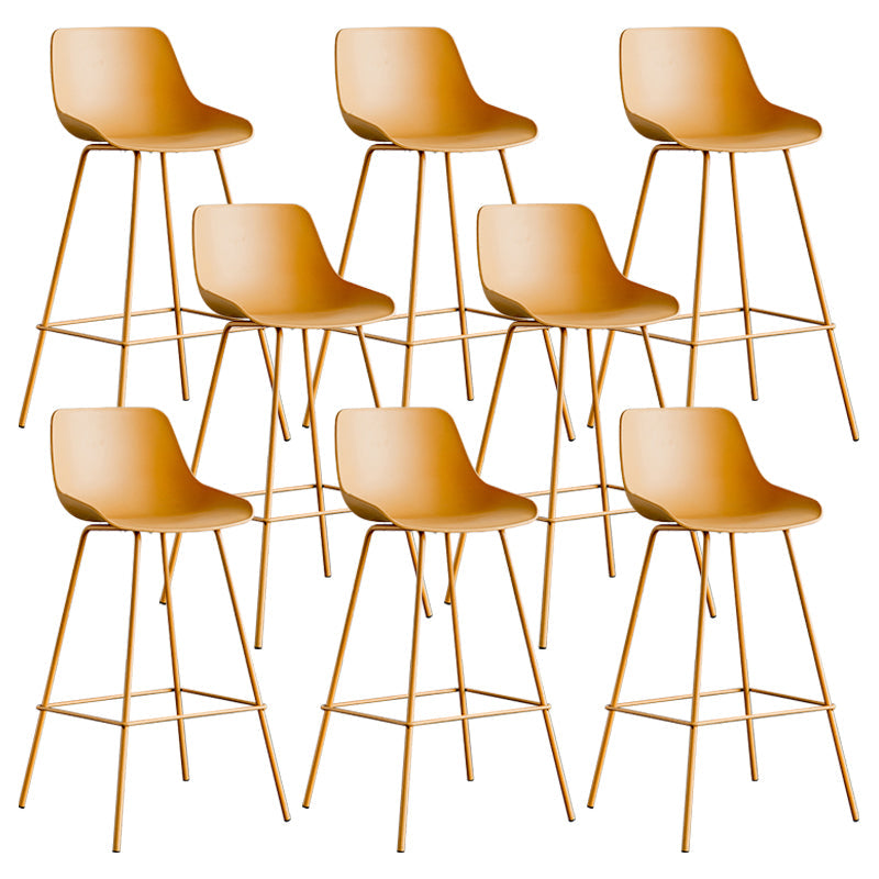 Modern Style Bar-stool Plastic Counter Bar Stool with Metal Legs Yellow 8 Piece Set Clearhalo 'Bar Furniture' 'Bar Stools' 'bar_stools' 'furn' 'furn_bar_stools' 'Furniture' 'furniture_bar_stools' 'Kitchen & Dining Furniture' 5002843