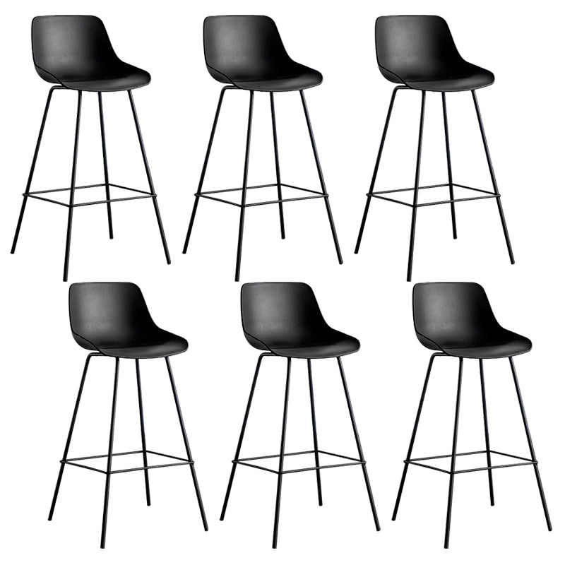 Modern Style Bar-stool Plastic Counter Bar Stool with Metal Legs Black 6 Piece Set Clearhalo 'Bar Furniture' 'Bar Stools' 'bar_stools' 'furn' 'furn_bar_stools' 'Furniture' 'furniture_bar_stools' 'Kitchen & Dining Furniture' 5002849