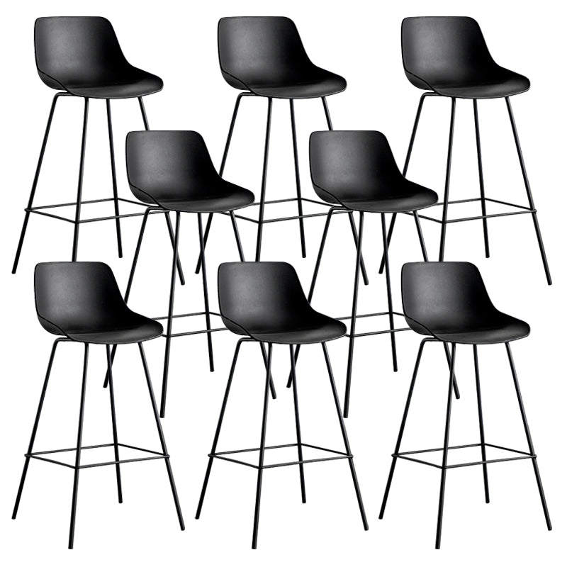 Modern Style Bar-stool Plastic Counter Bar Stool with Metal Legs Black 8 Piece Set Clearhalo 'Bar Furniture' 'Bar Stools' 'bar_stools' 'furn' 'furn_bar_stools' 'Furniture' 'furniture_bar_stools' 'Kitchen & Dining Furniture' 5002851