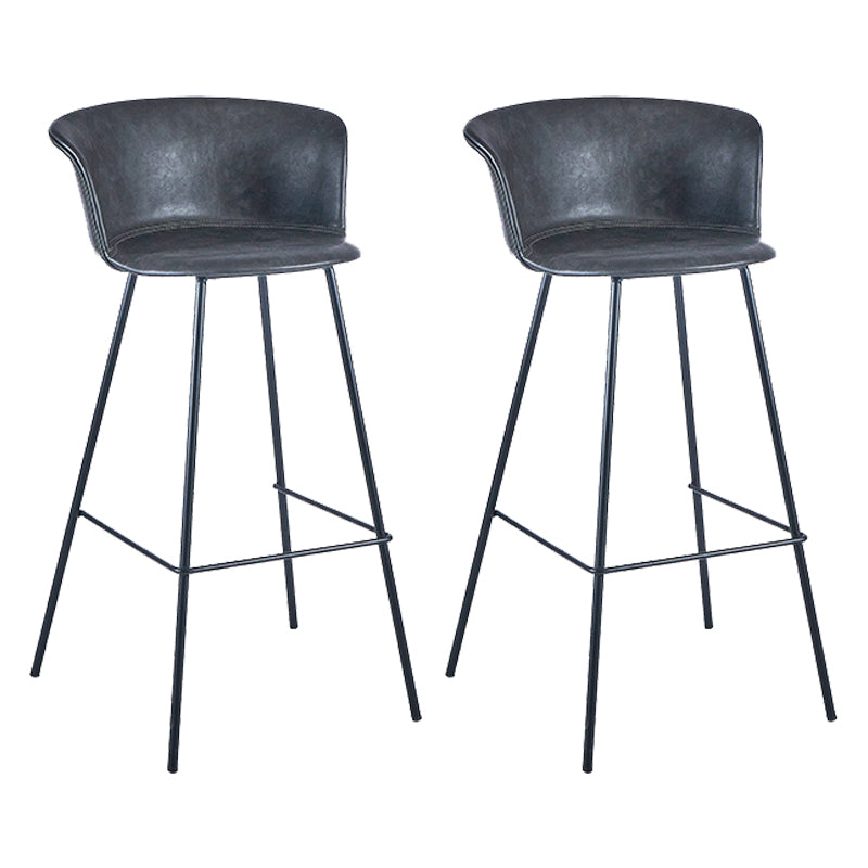 Industrial Style Bar-stool PU Leather Counter Bar Stool with Metal Legs Grey 2 Piece Set Clearhalo 'Bar Furniture' 'Bar Stools' 'bar_stools' 'furn' 'furn_bar_stools' 'Furniture' 'furniture_bar_stools' 'Kitchen & Dining Furniture' 5002858
