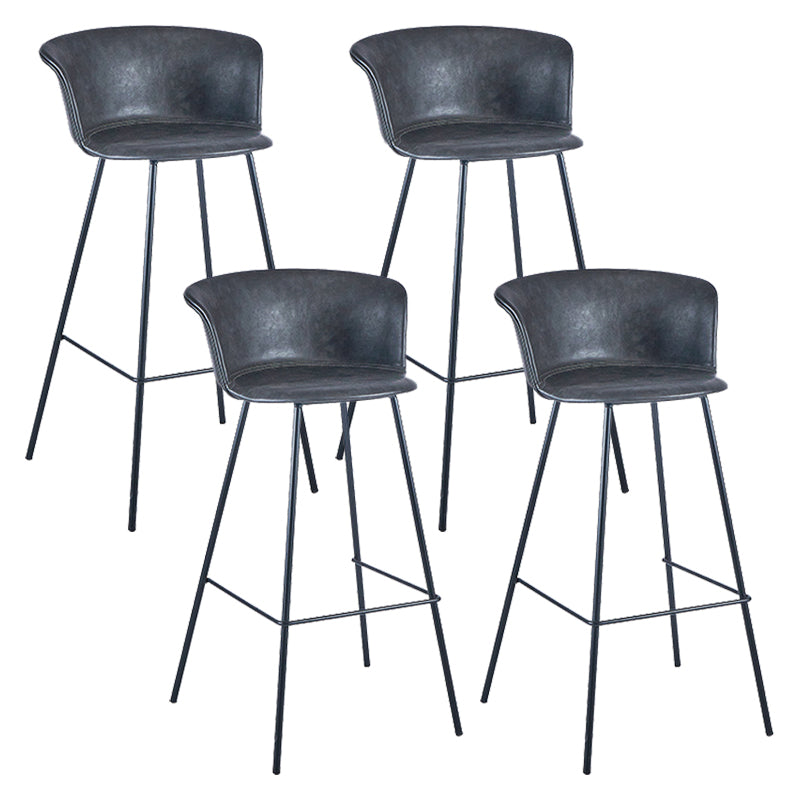 Industrial Style Bar-stool PU Leather Counter Bar Stool with Metal Legs Grey 4 Piece Set Clearhalo 'Bar Furniture' 'Bar Stools' 'bar_stools' 'furn' 'furn_bar_stools' 'Furniture' 'furniture_bar_stools' 'Kitchen & Dining Furniture' 5002860