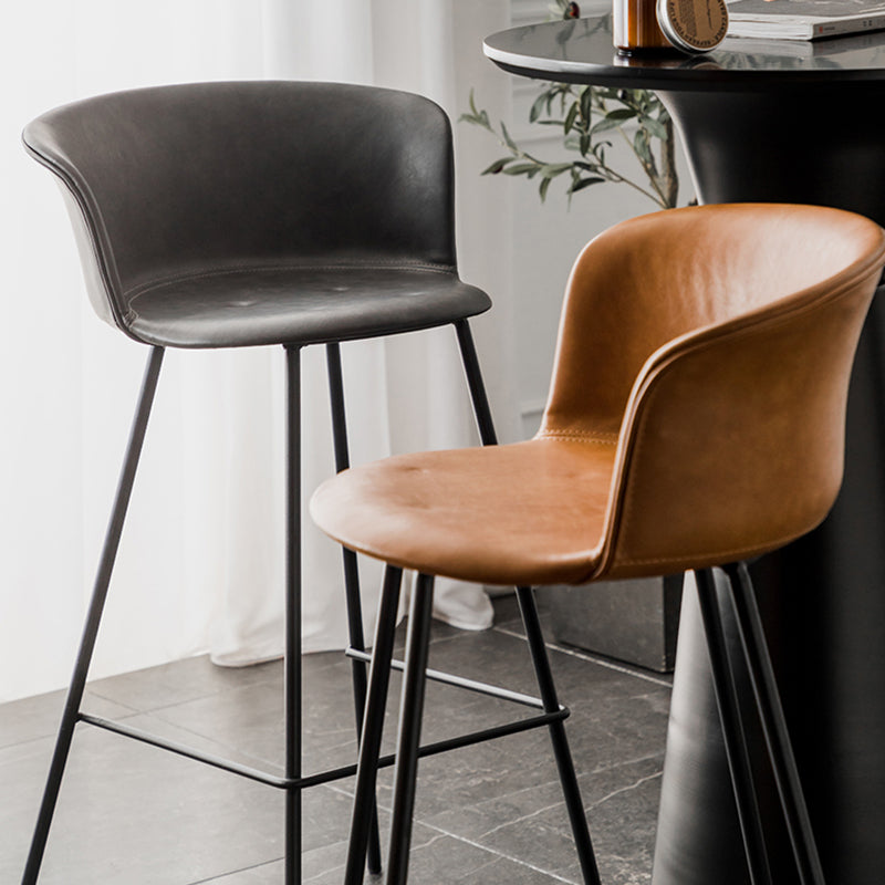 Industrial Style Bar-stool PU Leather Counter Bar Stool with Metal Legs Clearhalo 'Bar Furniture' 'Bar Stools' 'bar_stools' 'furn' 'furn_bar_stools' 'Furniture' 'furniture_bar_stools' 'Kitchen & Dining Furniture' 5002861