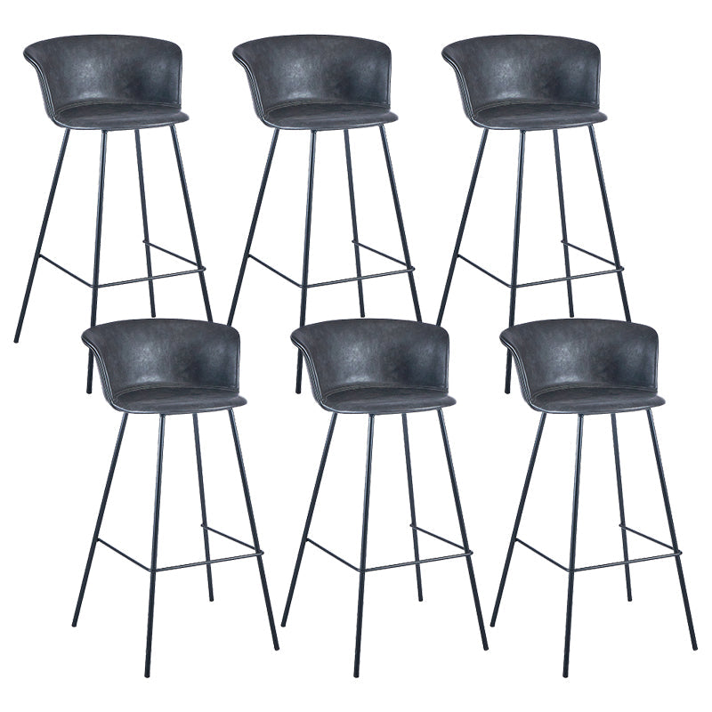 Industrial Style Bar-stool PU Leather Counter Bar Stool with Metal Legs Grey 6 Piece Set Clearhalo 'Bar Furniture' 'Bar Stools' 'bar_stools' 'furn' 'furn_bar_stools' 'Furniture' 'furniture_bar_stools' 'Kitchen & Dining Furniture' 5002862