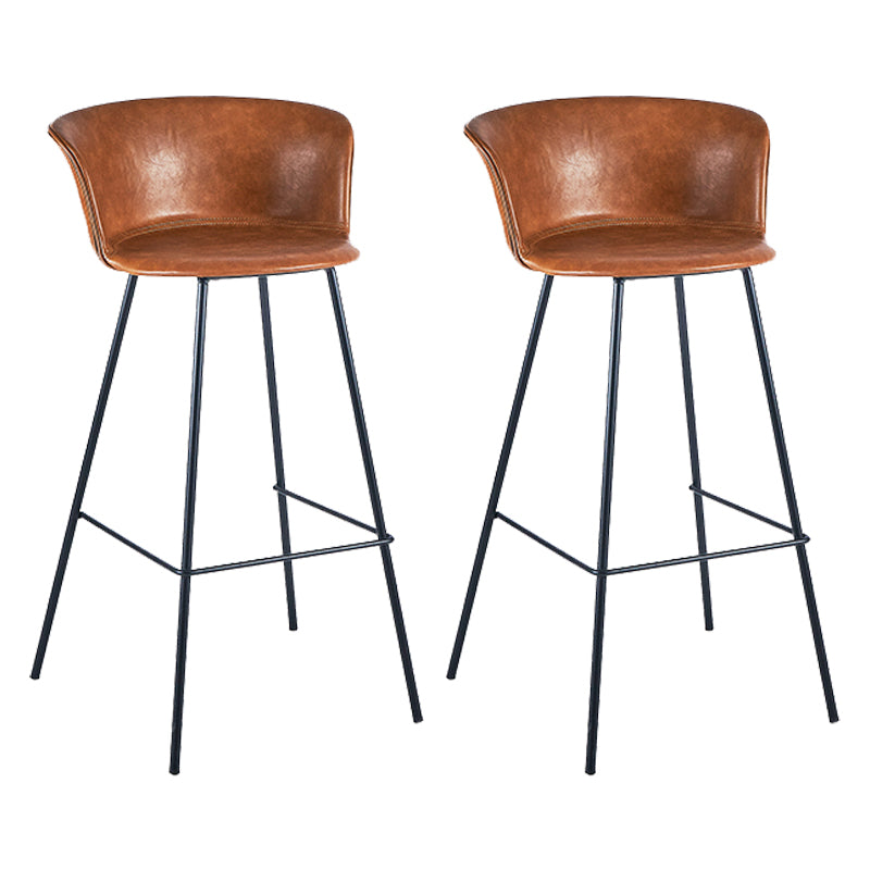 Industrial Style Bar-stool PU Leather Counter Bar Stool with Metal Legs Brown 2 Piece Set Clearhalo 'Bar Furniture' 'Bar Stools' 'bar_stools' 'furn' 'furn_bar_stools' 'Furniture' 'furniture_bar_stools' 'Kitchen & Dining Furniture' 5002865
