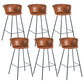 Industrial Style Bar-stool PU Leather Counter Bar Stool with Metal Legs Brown 6 Piece Set Clearhalo 'Bar Furniture' 'Bar Stools' 'bar_stools' 'furn' 'furn_bar_stools' 'Furniture' 'furniture_bar_stools' 'Kitchen & Dining Furniture' 5002869