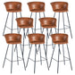 Industrial Style Bar-stool PU Leather Counter Bar Stool with Metal Legs Brown 8 Piece Set Clearhalo 'Bar Furniture' 'Bar Stools' 'bar_stools' 'furn' 'furn_bar_stools' 'Furniture' 'furniture_bar_stools' 'Kitchen & Dining Furniture' 5002871