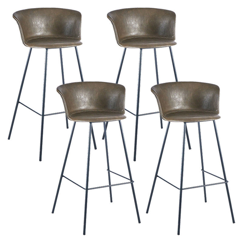 Industrial Style Bar-stool PU Leather Counter Bar Stool with Metal Legs Dark Coffee 4 Piece Set Clearhalo 'Bar Furniture' 'Bar Stools' 'bar_stools' 'furn' 'furn_bar_stools' 'Furniture' 'furniture_bar_stools' 'Kitchen & Dining Furniture' 5002876
