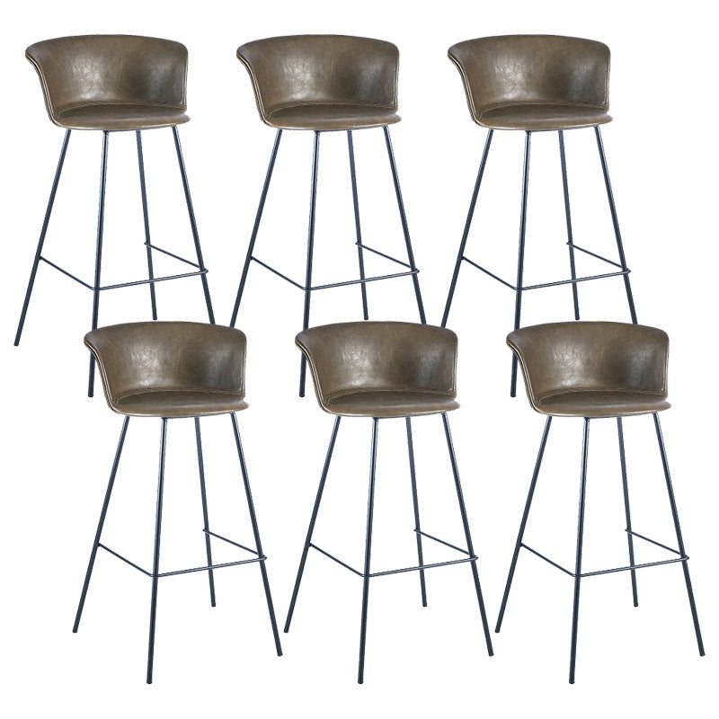 Industrial Style Bar-stool PU Leather Counter Bar Stool with Metal Legs Dark Coffee 6 Piece Set Clearhalo 'Bar Furniture' 'Bar Stools' 'bar_stools' 'furn' 'furn_bar_stools' 'Furniture' 'furniture_bar_stools' 'Kitchen & Dining Furniture' 5002877