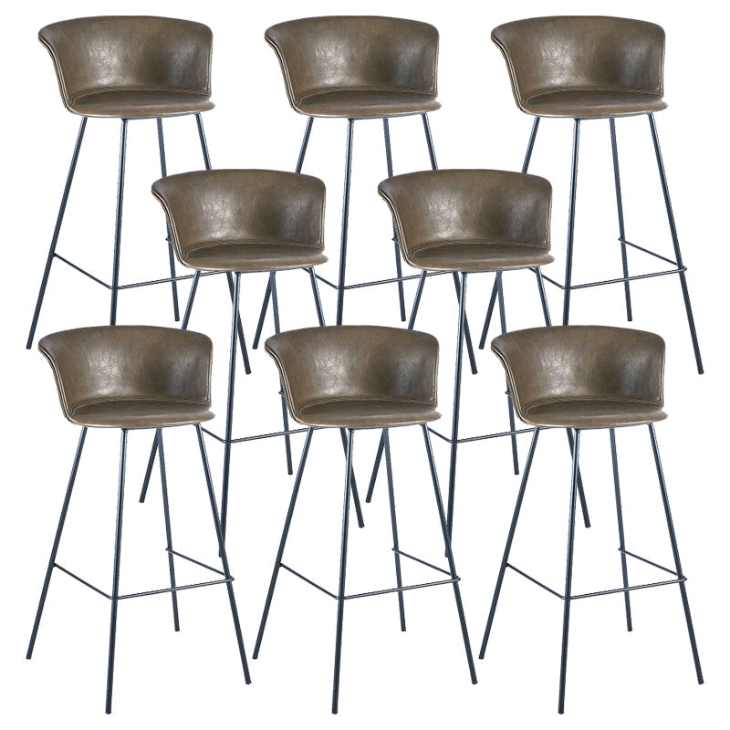 Industrial Style Bar-stool PU Leather Counter Bar Stool with Metal Legs Dark Coffee 8 Piece Set Clearhalo 'Bar Furniture' 'Bar Stools' 'bar_stools' 'furn' 'furn_bar_stools' 'Furniture' 'furniture_bar_stools' 'Kitchen & Dining Furniture' 5002878